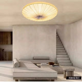 Wabi Sabi Led Fabric Ceiling Light Round Whtie Flying Saucer Chandelierfor Living Room Bedroom Restaurant Fabric Pendant Lamp