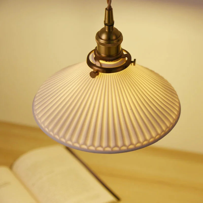 Japanese Ceramic Pendant Light - Nordic Retro Bronze Chandelier for Hotel & Bar
