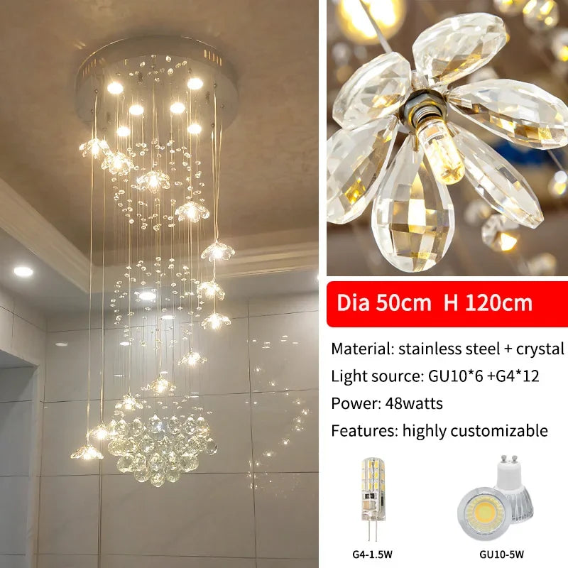 New Modern Chandeliers For Duplex Building Living Room Staircase Pendant Lamp Nordic Loft Spiral Long Chandelier Lustre Fixtures