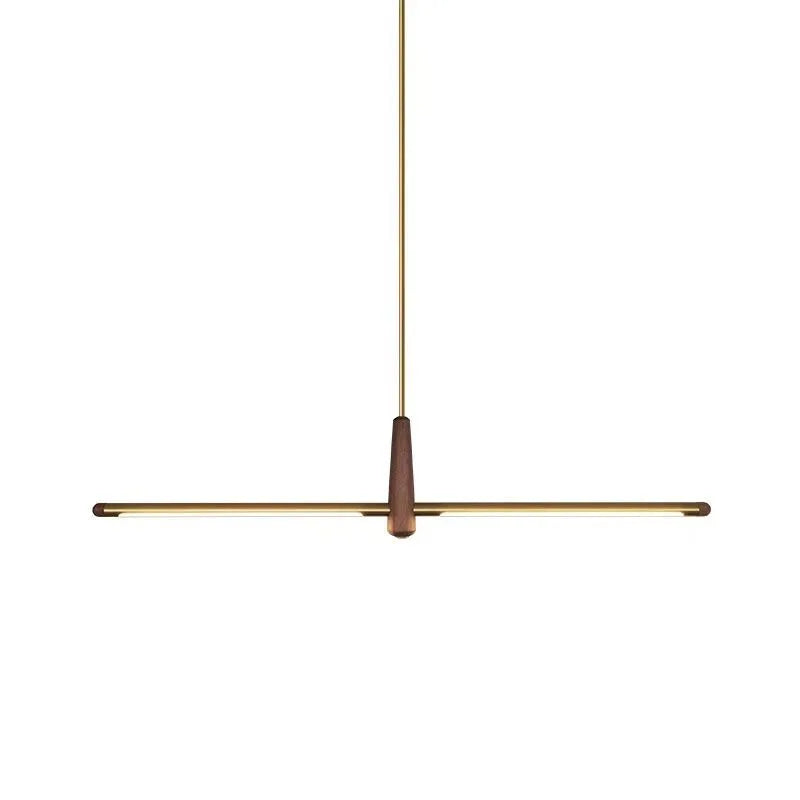 Nordic Designer Long Strip Restaurant Island Chandelier Simple Creative Office Study Lamp Light Luxury All-Copper Tea Room Lamp