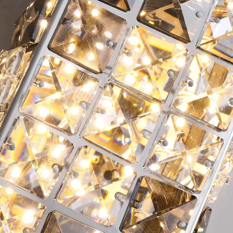 Luxury Dimmable Crystal LED Wall Lamp - Eye-Care Modern Sconce Light Fixture for Bedroom Bedside, Living Room & Study