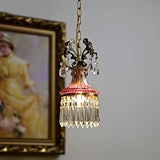 French Crystal Small Chandelier Retro Luxury Bedroom Bedside Hanging Rope Porch Aisle Corridor Balcony Copper Pendant Lighting