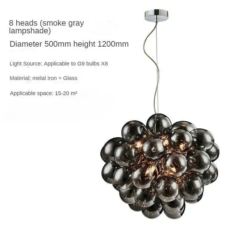 Nordic Balloon Bubble Lighting Boy Children's Bedroom Chandelier Living Room Model Restaurant Creative Ash Glass Lamp