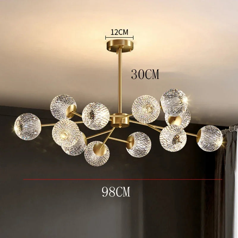 2026 for Nordic LED crystal spherical ceiling chandelier for dining living room bedroom luxury main light simple indoor
