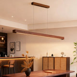 Nordic Pendant Light Wood Long Strip Suspension Chandelier for Living Dining Room Dining Table Lamp Lighting Fixture