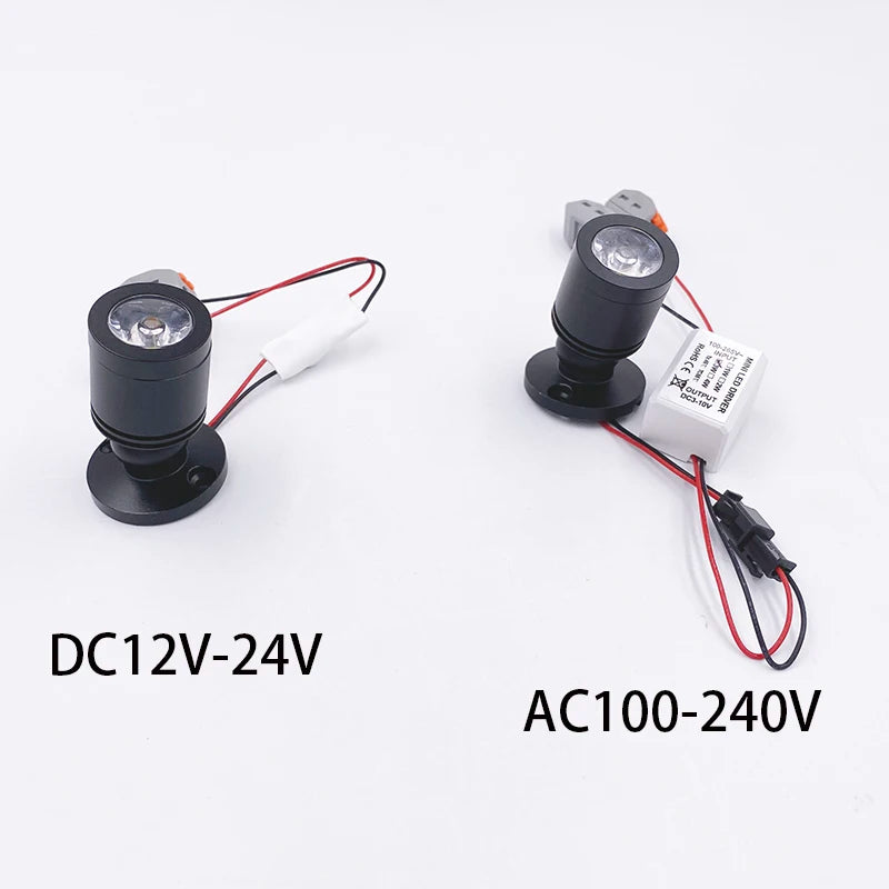 Mini LED Spotlights Ceiling Down Light 110V 220V DC12V 24V Surface Mounted Spots Cabinet Counter Jewelry Showcase Adjusta 1W 3W