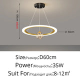 2025 New Pendant Light Lusters For Living Room Chandelier Modern Creative Circle Ring Bedroom Lamps Restaurant Ceiling Luminaire