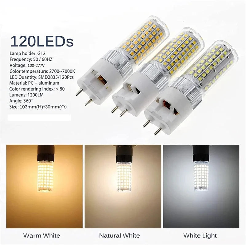 60pcs G12 LED corn light 15w bulb Light replace G12 CDM halogen bulb AC85-265V
