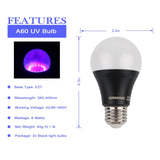 9W Led Black Light Bulb E27 UV 395nm Glow in Dark for Body Paint Club Party Neon Posters Led Blacklight 385-400nm Led Bulb Lamp