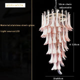 Pink White Large Ceiling Pendant Light Home-appliance High Ceiling Glass Hanging Lamp Lustres Foyer Lighting Extremely Expensive