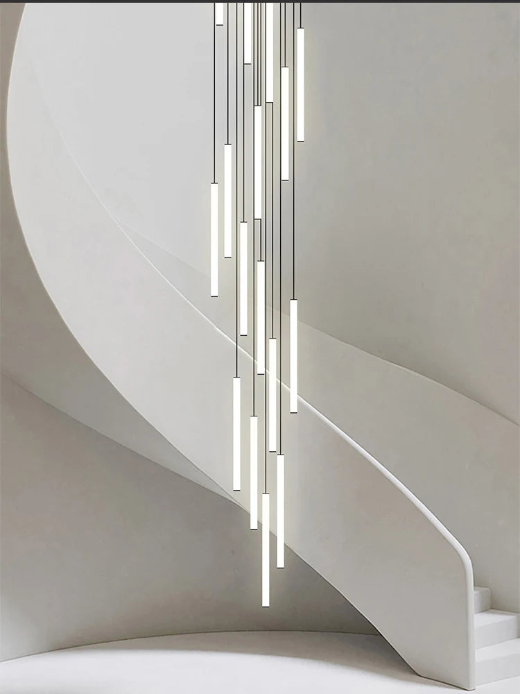 Minimalist Chandelier LED Stair Strip Lamp Duplex Building Interior Lighting Lamps Modern Dining Table Living Room Pendant Light