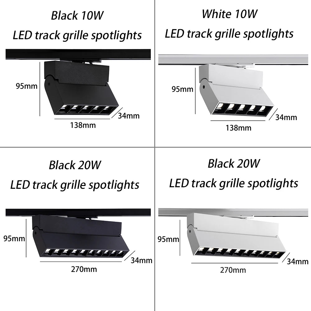 LED Track Light Spotlight Grille Light Surface-mounted Ceiling Light Black White 10W20W Dimmable Commercial Home Indoor Lighting