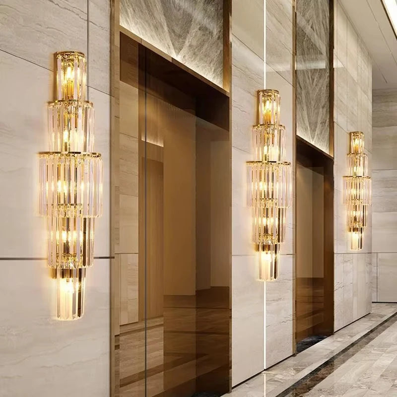 Luxury Crystal LED Wall Lamp - Sconce Light Fixture for Villa, Club, Banquet Hall, Living Room Background & Corridor