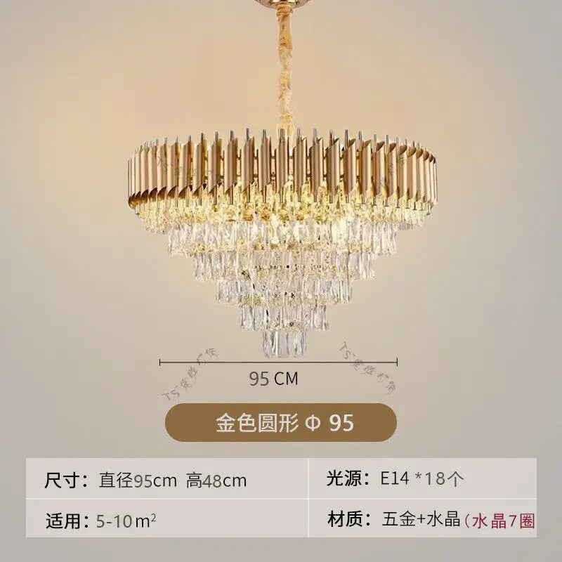 Nordic Luxury Crystal Chandelier Round Pendant Light LED for Living Room Hotel Lobby Hallway Modern Home Decor Hanging Lamp