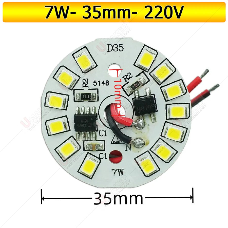 10-Pack AC 220V LED PCB Aluminum Plate - Integrated IC Driverless Light Board