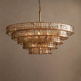 Luxury Murano Glass Multi-Tier Round Pendant Chandelier (Copper Frame) - Elegant Ceiling Light Fixture for Living Room & Dining Room Decor