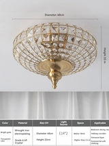 Vintage K9 Crystal Pendant Lights for Living Room Bedroom American Copper Crystal Ceiling Chandelier for Dining Room Kitchen Bar