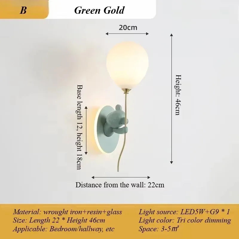 Creative Cartoon Balloon Wall Lamp - Pink & White Princess Room LED Light