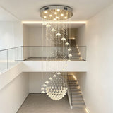 Floral Crystal String Chandelier Tall LED Pendant Light Indoor Decor Lighting For High Ceiling Stairs Lobby Hotel