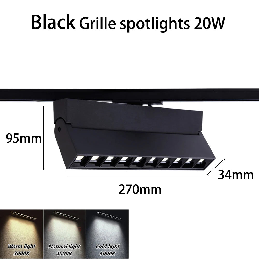 LED Track Light Spotlight Grille Light Surface-mounted Ceiling Light Black White 10W20W Dimmable Commercial Home Indoor Lighting
