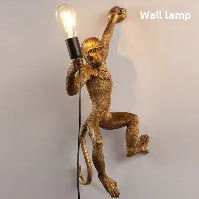 Nordic Resin Monkey Wall Lamp, Creative Animal Rope Light for Kids Room, Restaurant, Bar & Corridor Decoration