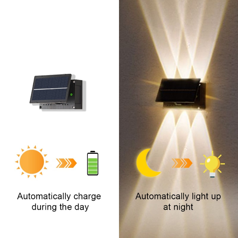 Solar LED Light Outdoor Wall Lamp Waterproof Up Down Luminous Lights Decor Garden External Sconce Fence Porch Solar Lamp