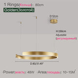 Nordic modern chandelier simple ring light led pendants round lamps