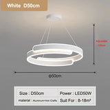 Simple Modern Living Room Pendant Light Creamy Style High-end Atmospheric Bedroom Light LED Nordic Study Circular Ring Lamp