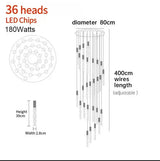 Modern Loft LED Chandelier K9 Crystal Chrome Duplex Stair Chandelier Living Room Hotel Ceiling Hanging Light Luxury Pendant Lamp