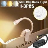 1-3PCS Mini Folder Clip Night Lamp Portable Book Night Light Eye Protection Desk Lamp Rechargeable For Bedroom Reading Lighting