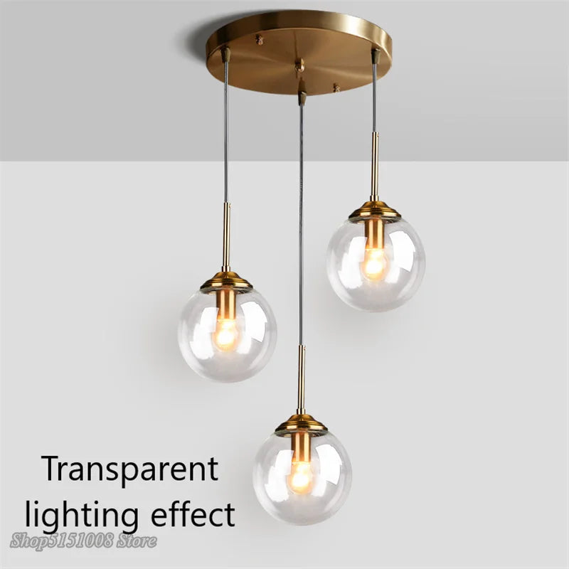 Nordic Modern Glass Pendant Lights LED Hanging Lamp for Kitchen Dining Room Bedroom Nordic Pendant Lamps Home Lighting Fixtures