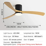 38/46/56Inch Low Floor Ceiling Fan Light Modern ABS Blade DC Remote Control Led Fan Lights Restaurant The bedroom 110V 220V