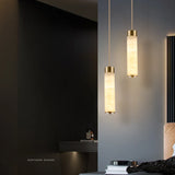 Natural Marble & Brass LED Pendant Light - Luxury Nordic Bedside Hanglamp