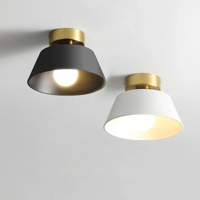 Nordic LED Ceiling Light Minimalist Black White E27 Iron Indoor Decorative Lamp For Bedroom Living Room Study Restaurant Fixture