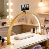 29IN Folding Half-Moon LED Nail Desk Lamp - Shadow-Free Light with Phone Holder