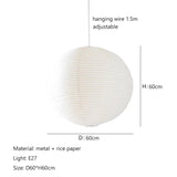 Nordic Wabi Sabi Wind Round Rice Paper Led Pendant Lights Living Dining Room Bedroom Loft Restaurant Bar Home Decor Chandelier