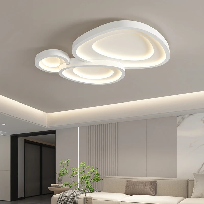 2025 New Modern Simple LED Chandelier For Living Room Bedroom Dining Room Kitchen Ceiling Lamp White Remote Control Lustre Light