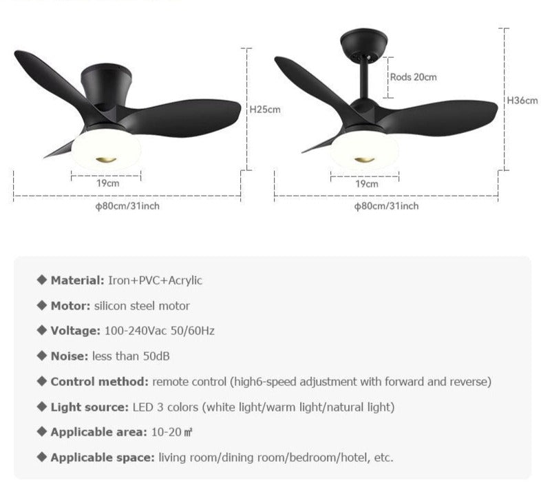 New Nordic bedroom fan light ultra-thin frequency conversion mute restaurant ceiling fan light children&#39;s room bedroom fan lamp
