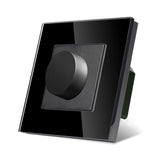 Dimmer Light Switch Rotary Knob Glass Frame Panel Mechanical LED Dimmable Switch Wall Mounted Switches EU Russia Switches