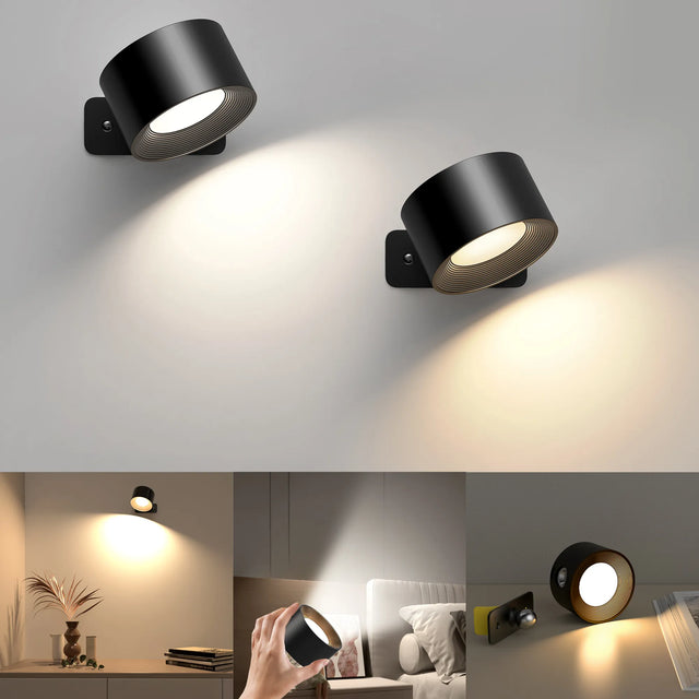 LED Wall Sconces light, 3 Brightness Levels 3 Color Modes Wall Lights, 2000mAh Battery Operated 360° Rotatable Touch Control