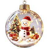 Vintage Winter Glowing Christmas Ball Ornament Plastic Acrylic LED Warm Lights 3D Christmas Hanging Bauble Shock-Resistant