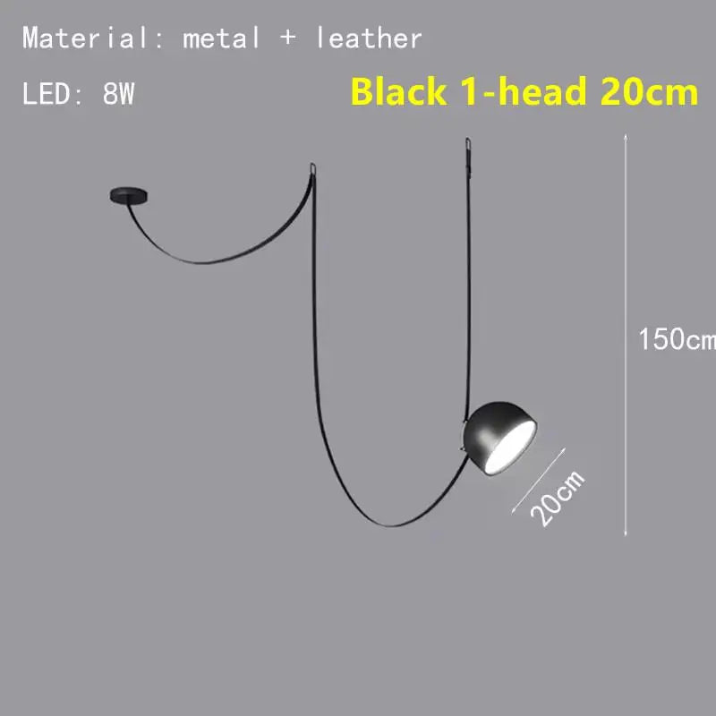 Nordic Art Leather Metal LED Chandelier Living Dining Room Bedroom Bar Island Luminaire Personalized Home Decor Lighting Fixture