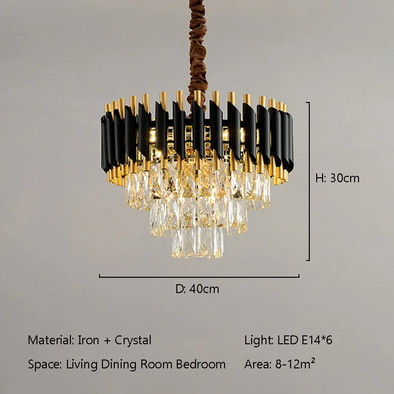 Modern Luxury Crystal LED Chandelier E14 Ceiling Pendant Light for Villa Hotel Lobby Living Dining Bedroom Indoor Decor Lighting