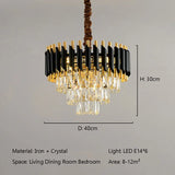 Modern Luxury Crystal LED Chandelier E14 Ceiling Pendant Light for Villa Hotel Lobby Living Dining Bedroom Indoor Decor Lighting