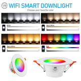 10W Smart LED Recessed Downlight (Bluetooth Control, RGB + 2700K-6500K) - App-Controlled Dimmable Color-Changing Ceiling Spotlight Lamp for Home Lighting