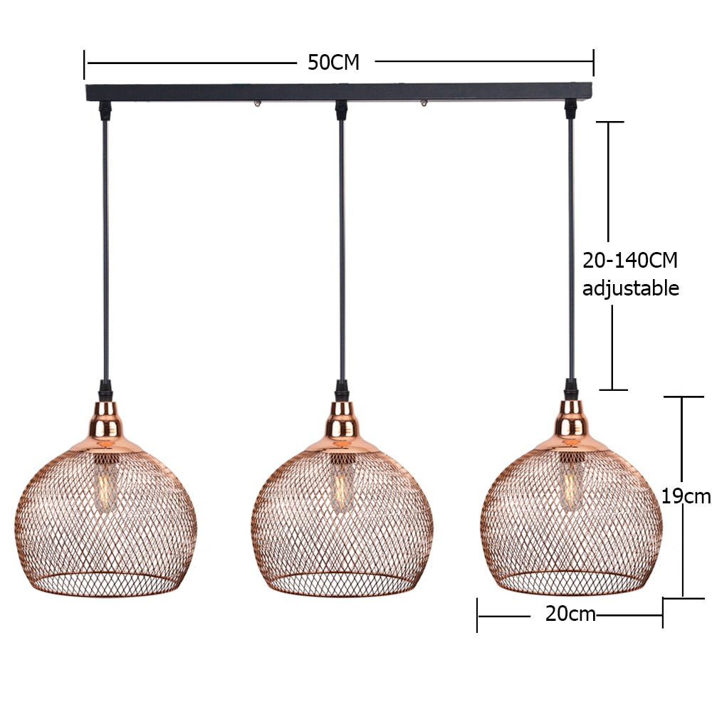 Electroplating modern  metal cage pendant lamp,vintage  rose gold birdcage creative hanging lamp for restaurant living room