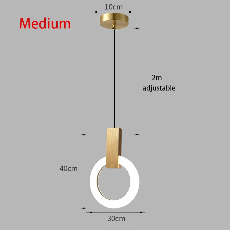 Nordic bedside circular small chandelier, modern and minimalist restaurant chandelier, fashionable bar and study light