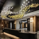 Customable Modern Chandelier Hotel Restaurant Lobby Pendant Light Luxury Villa High Ceiling Lighting Hall Glass Hanging Lamp