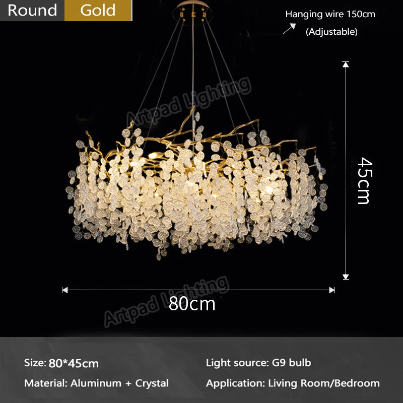 Crystal Ceiling Chandelier Led Luxury Indoor Lighting Home Decoration For Living Room Bedroom Large Hanging Chandeliers Gold