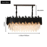 FKL Modern Crystal Black Chandelier For Living room Bedroom Oval Long Dining room Lamp Industrial Style Black Crystal Chandelier